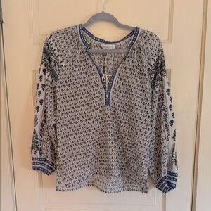 Blue and White Women's Top